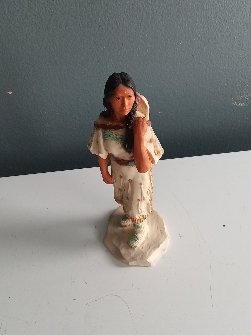 Hand-Painted Decorative Figurine in Cream and Brown